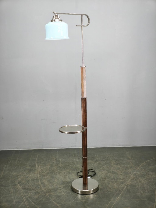 Tsjechische Art Deco verstelbare vloerlamp met tafel, jaren 1930