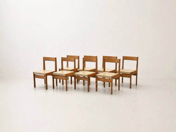 Image 1 of Set aus 8 Skandinavische Esszimmerstühle aus Nussbaum und Leder, 1960er/70er Jahre