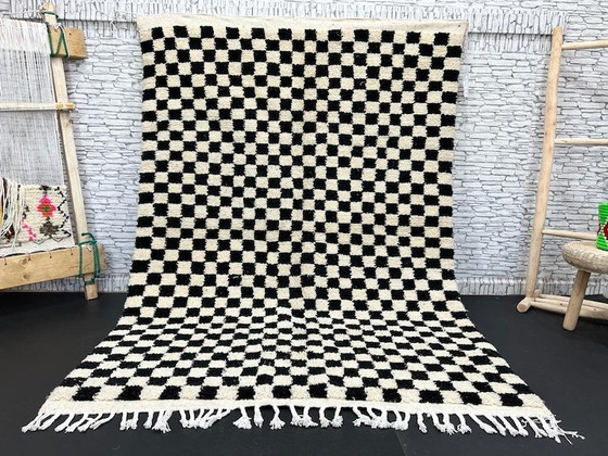 Image 1 of Tapis Beni Ourain fait main 300cmx200cm : Authentique tapis marocain en laine, design géométrique