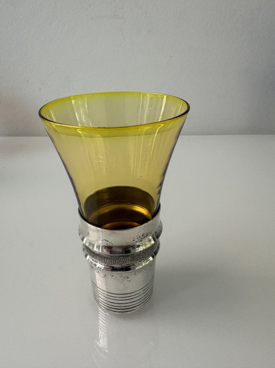 Set di 6 bicchieri da aperitivo Boussu con supporti argentati | Mid-Century Modern | Belgio (photo 3 of 15)