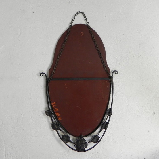 Image 1 of Art Deco mirror with faceted glass in steel frame, 1930s