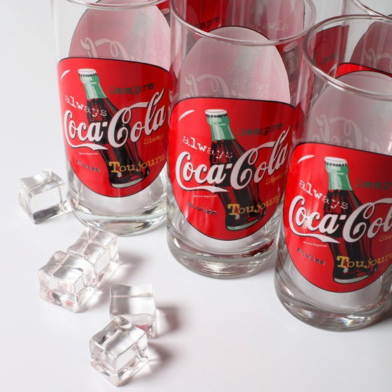 Set van 6 vintage rode Always Coca-Cola drinkglazen / Cerve / Italië / jaren 90 – Glazen & Karaffen, Glass (photo 5 of 14)