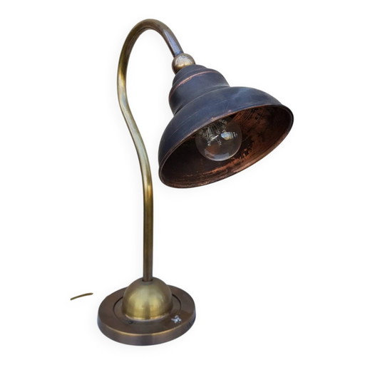 Lampe de bureau ancienne en cuivre anglais