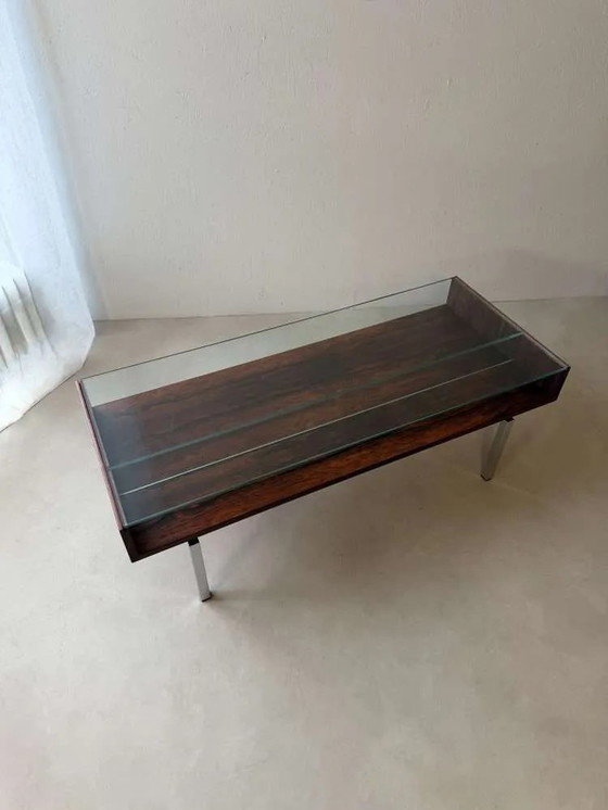 Image 1 of Tavolino da caffè vintage Topform in vetro, acciaio inossidabile e palissandro, anni '60