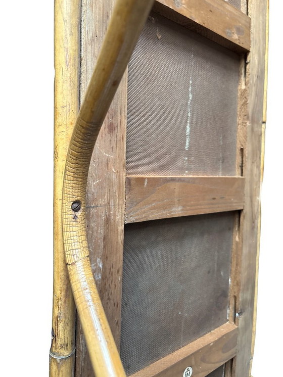 Image 1 of Vintage Bamboo Coffee Table with Black Plastic Top