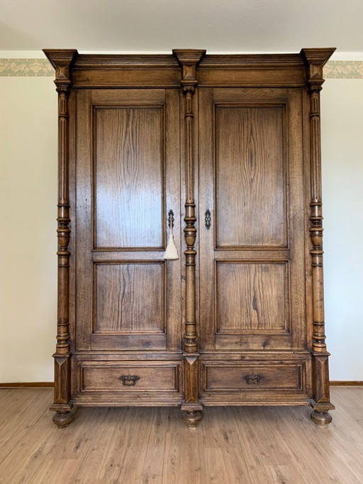 Antique oak dutch craftsman cabinet brown handmade