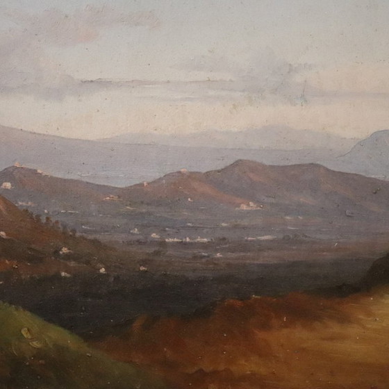 Image 1 of Panoramic View of Naples, Oil Painting on Canvas, Italy 19th Century