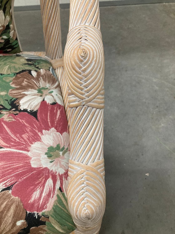 Image 1 of 6 chique Rotan/bamboe eetkamerstoelen, 1980