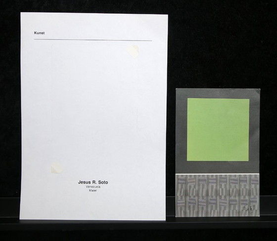 Image 1 of Soto, Jesus - Kaart voor het schilderij "Groen en gestreept", 1993 - met de hand gesigneerd