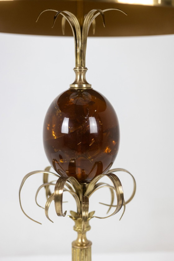 Image 1 of Maison Charles: Lampada a forma di uovo in resina frattale e bronzo, circa 1970