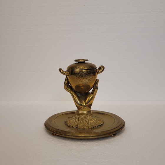 Image 1 of Inkwell “Hand of Glory”, gilt bronze, early 20th century - France