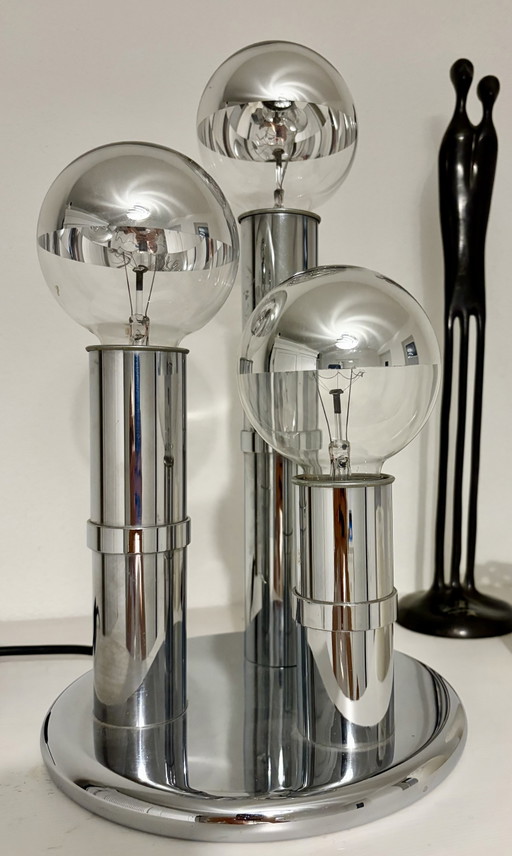 Lampe de table Hustadt V3437/03 chromée style Space Age années 70 vintage – Hustadt Leuchten, tafellampen, Chrome