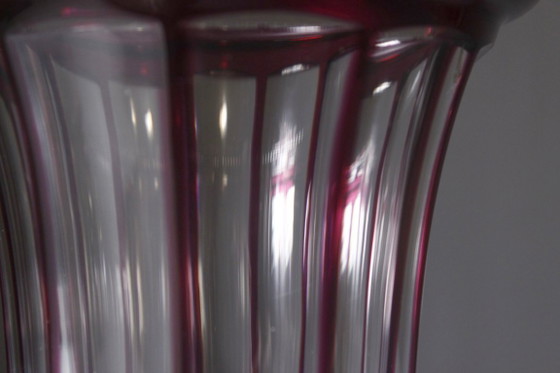 Image 1 of Antike, doppelwandige, violette Kristallvase im Baccarat-Stil, 20. Jahrhundert
