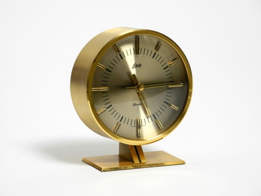 Rare original round 1960s brass table clock by Schatz Germany