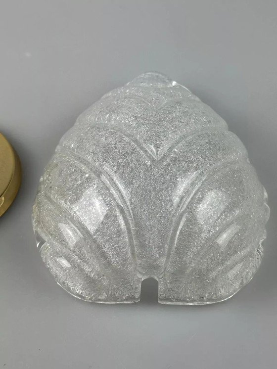 Image 1 of 60's 70's Lampe Lampe murale Glass Brass Blatt Space Age Design