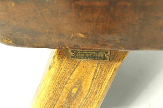 Leder-Turnhocker von Jan Richter, Brno, 1930er Jahre, Metall, Braun (Foto 8 von 9)