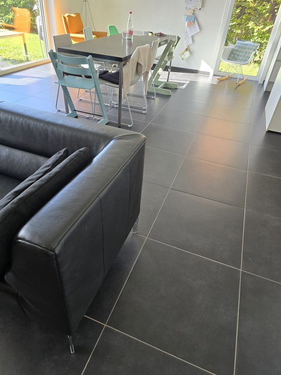 Rolf Benz 3-Seater Black Leather – Sofas, Metal (photo 3 of 7)