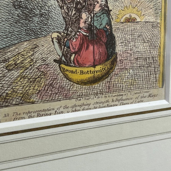Image 1 of Raro originale colorato a mano - L'equilibrio del gabinetto - James Gillray (1757-1815)