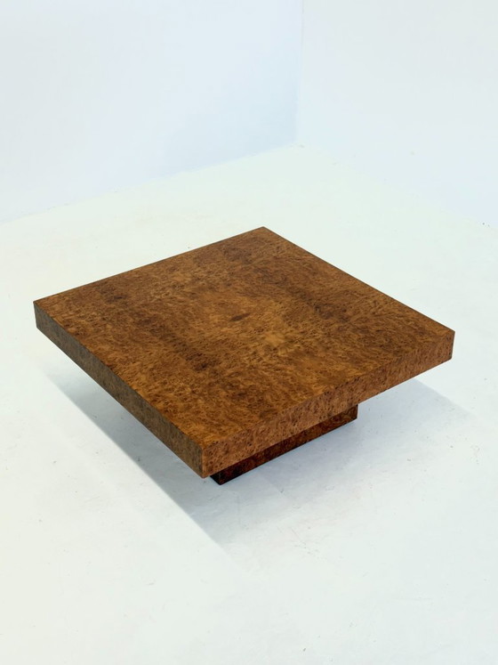 Image 1 of Square coffee table by Fratelli Turri with burl wood