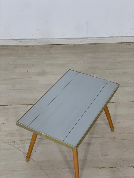 Image 1 of Mesa de centro de mediados de siglo mesa con forma de riñón estantería flor banco