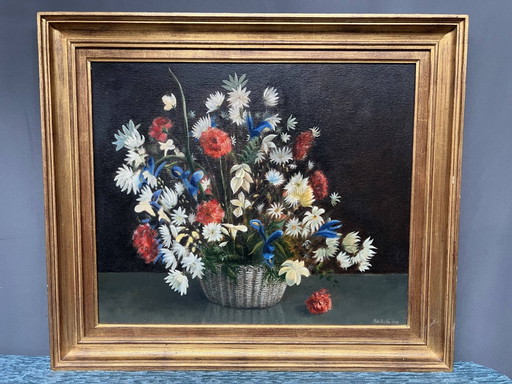 Rudi de Vos. Still life with flowers. – schilderijen tekeningen, Wood (photo 2 of 5)