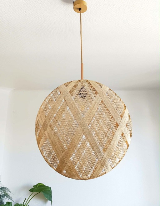 Lámpara colgante de estilo bohemio vintage con diseño de abacá