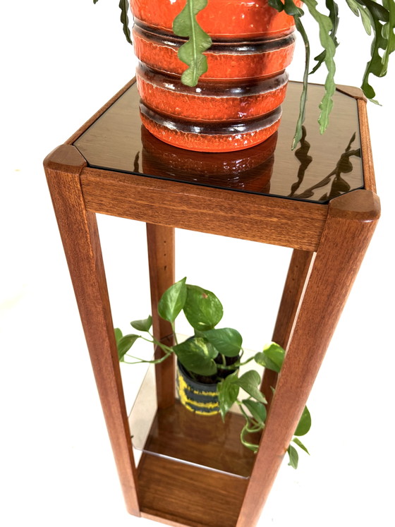 Supporto per piante vintage in teak e vetro fumé, Uldum Møbelfabrik anni '60 – Porta piante, Glass, Wood (photo 8 of 11)