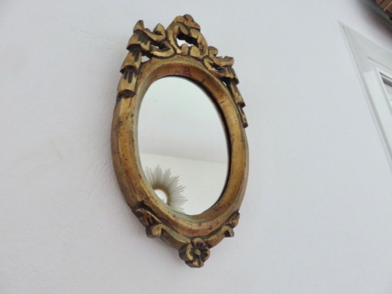 Image 1 of Kleiner vergoldeter Holzspiegel im Barockstil, 1940er-50er Jahre