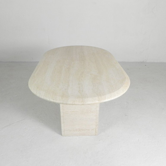 Image 1 of Mid-Century travertine coffee table with oval top, 1970s