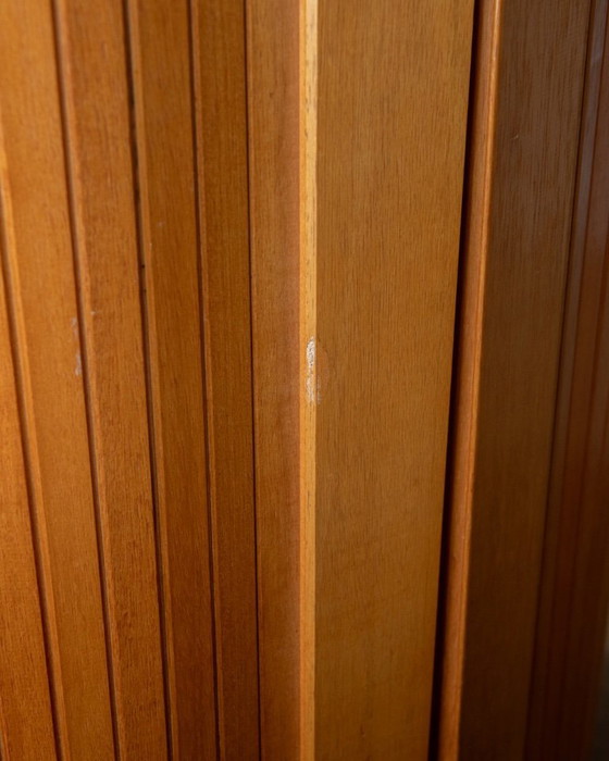 Image 1 of Vintage French Art Deco Pine Tambour Room Divider by Jomain Baumann for Baumann, 1930s