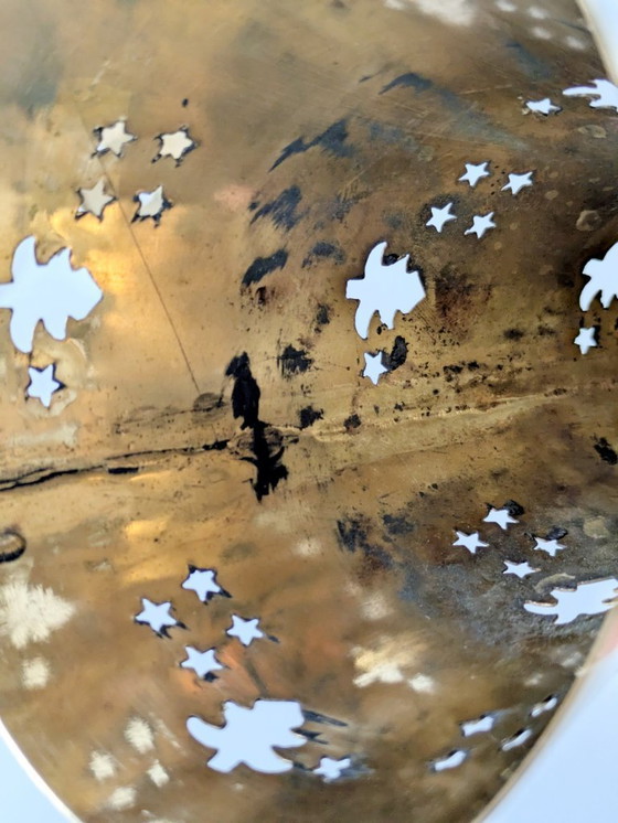 Image 1 of 4 faroles de latón para velas de árbol de Navidad | Decoración navideña de mediados de siglo