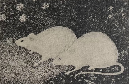 Jan Mankes 1889-1920 / Heliogravure 2 Mice 1923 – lithos zeefdrukken, Paper