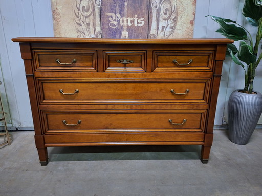 Classic French Cherry Wood commode, chest of drawers, sideboard, dimensions: 118x52cm and 83cm high.