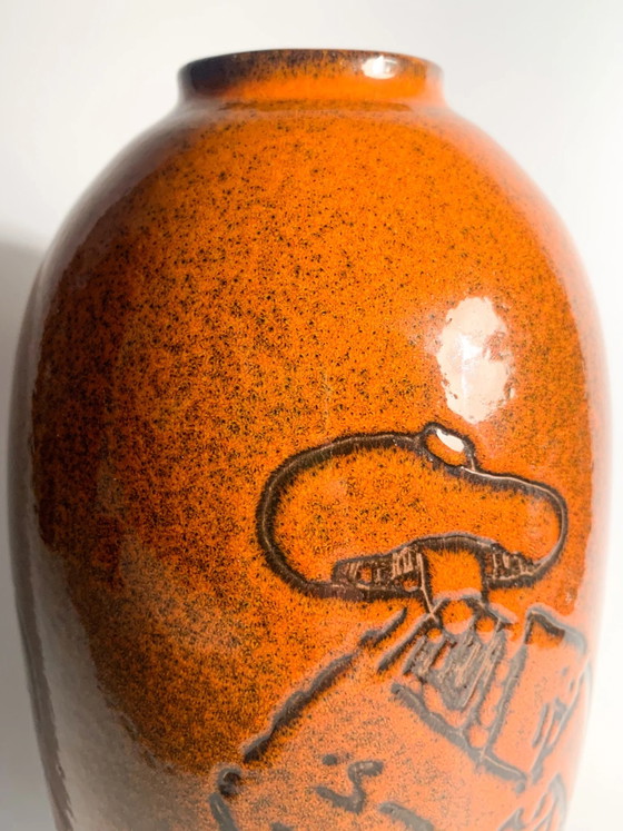 Jarrón de cerámica naranja Arcore con detalle decorativo de los años 80 – Jarrones (photo 5 of 10)