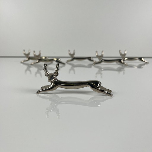 Set de 6 Porte couteaux en métal, modele "Cerf / renne", 1980-90