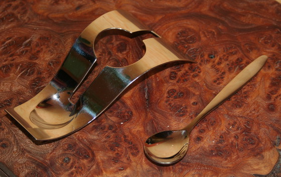 Image 1 of Set of 3 vintage egg holders with spoon by Weis in box