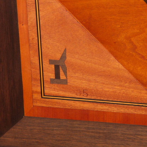 Image 1 of Square coffee table, handcrafted marquetry work, 1985