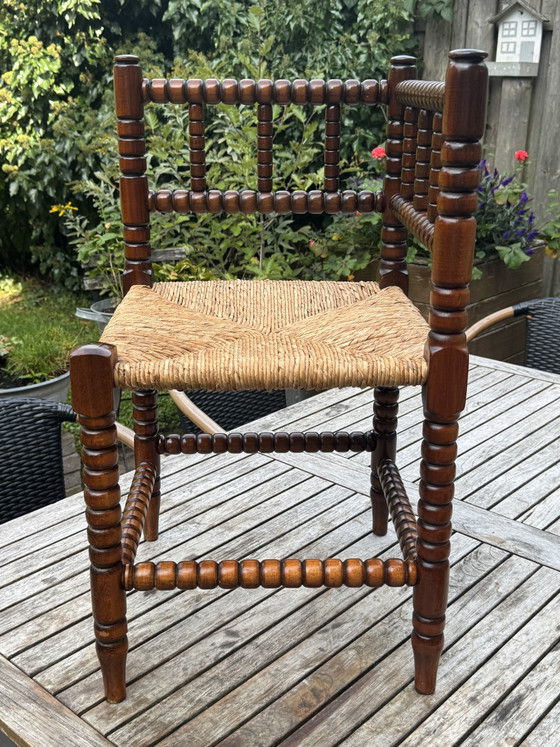 Bobbin Hoekstoel | Biezen Zitting | Jaren '20-'30 – Krukjes, Wood (photo 10 of 15)