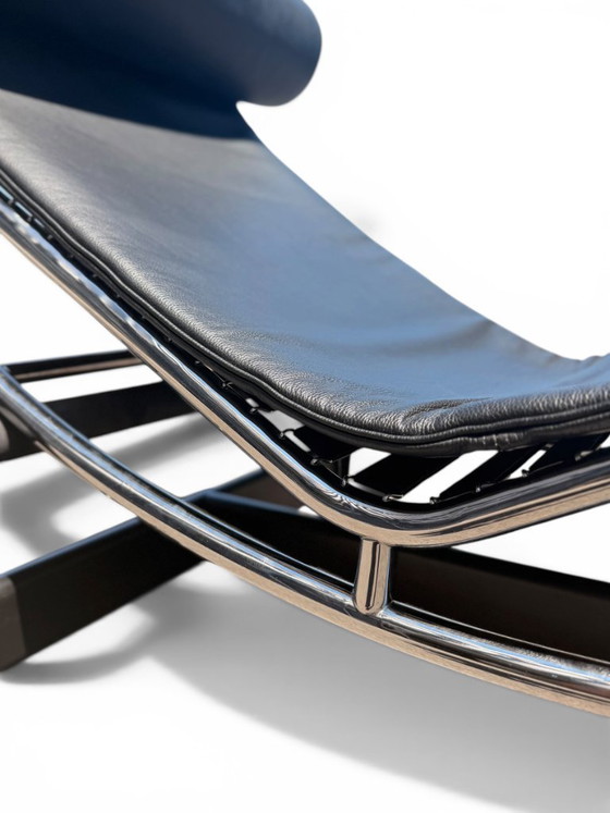 Image 1 of Authentic Cassina LC4 Chaise Longue by Le Corbusier - Black Leather (Serial N°114715)