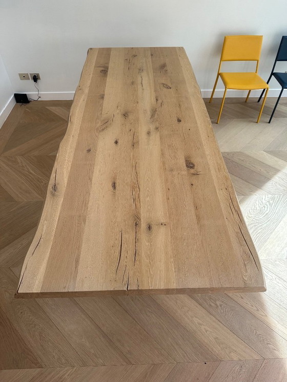 Image 1 of Table en chêne et structure en acier