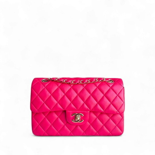 Chanel Classic Flap Small - 23 cm gewatteerd lamsleer rood goudkleurige hardware Serie 25