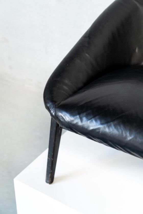 Image 1 of Black vintage leather sofa from the 1960s