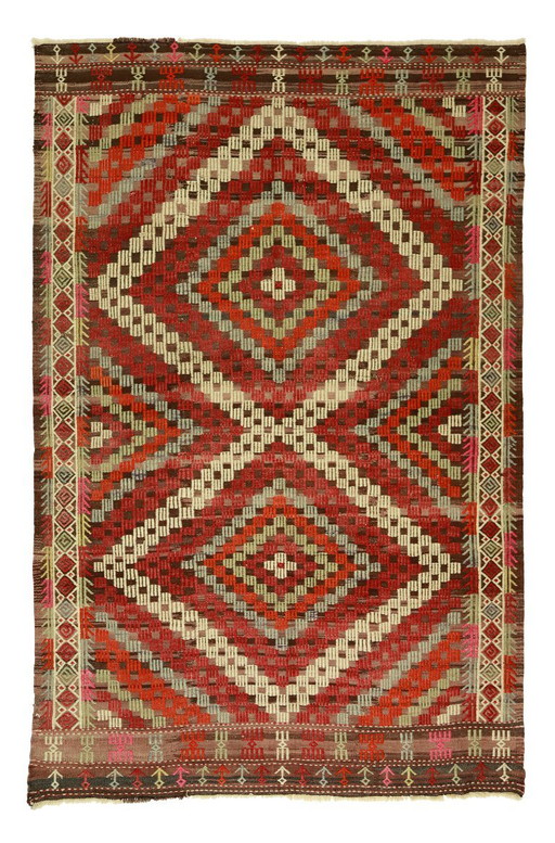 Grande Kilim Yoruk anatolico vintage, 250 × 175 cm – Tappeto in lana tessuto a mano con tecnica a tessitura piatta