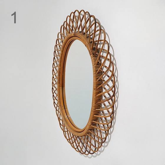 Wall Mirror With Rattan Frame, 1950s – Glass (photo 6 of 15)