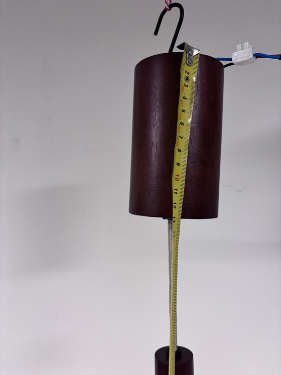 P Vintage Temde Hanglamp – Mid-Century Messing & Teak Hout – Jaren '60 – Hanglampen, Glass, Wood (photo 6 of 15)