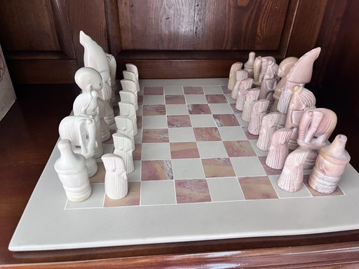 Beautiful hand-carved chess set made of soapstone