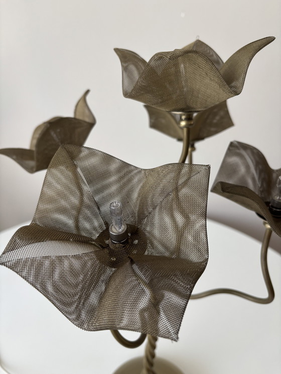 Image 1 of Lampe à fleurs de style Maison Jansen des années 1980 par Van De Heg - Hollywood Regency