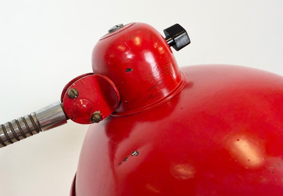 Large Red Industrial German Workshop Table Lamp From Helo Leuchten, 1950s – Chrome, Iron (photo 15 of 25)