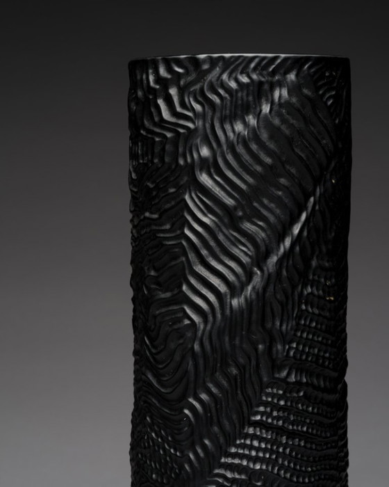 Image 1 of Rosenthal Vase Duo Martin Freyer Black & White Matte Porcelain Germany 1970s