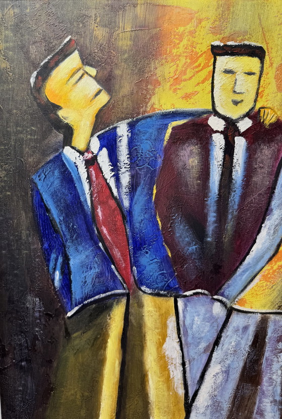 Image 1 of Set di 2 dipinti moderni - firmati B. W... - 55×65 cm